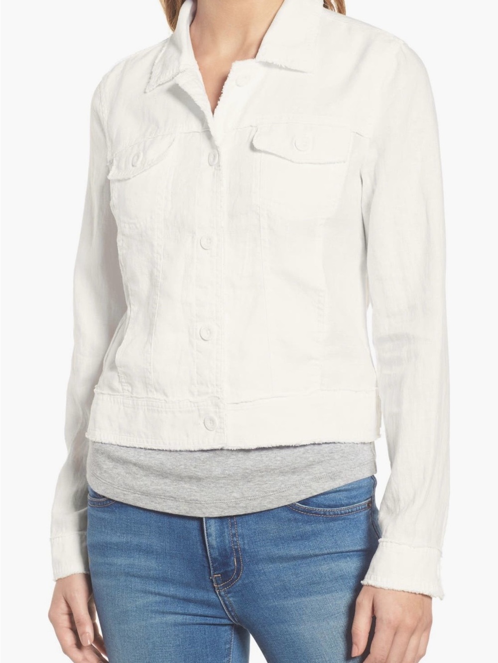 Tommy Bahama Women's Two Palms Linen Raw Edge Jacket in White - Picture 7 of 11